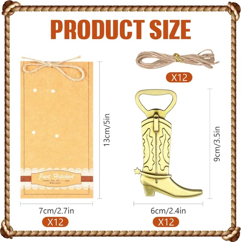 Vista 2 de Youyole Abrebotellas de metal para botas vaqueras, 12 unidades, regalos de baby shower, abridores de botellas de acero inoxidable para boda