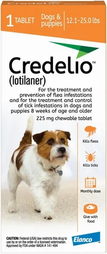 Credelio (lotilaner) Tratamiento de garrapatas y pulgas + Protección contra infestación de pulgas para perros 5.5-11.3 kg. (1 Tableta)