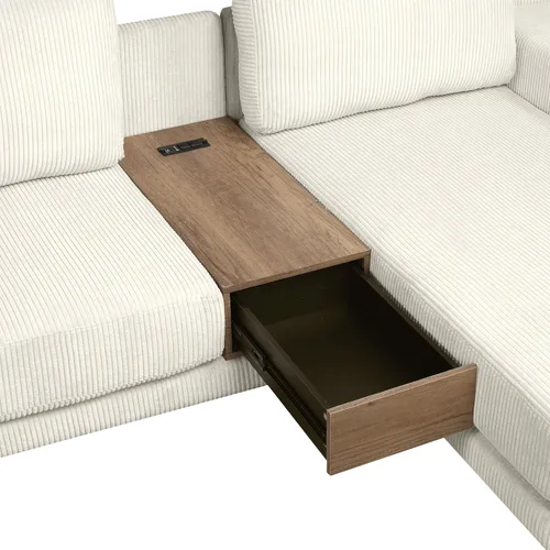 Vista 96 de Sofá modular de felpilla con tapicería en forma de L, sofá modular de 4 asientos con otomana extraíble y 5 almohadas para sala de estar, apartamento