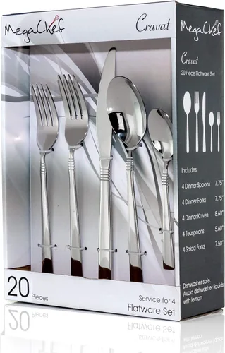 Vista 7 de MegaChef Cravat - Juego de cubiertos de 20 piezas, cubiertos de acero inoxidable para 4 pulgadas, color rosa mate