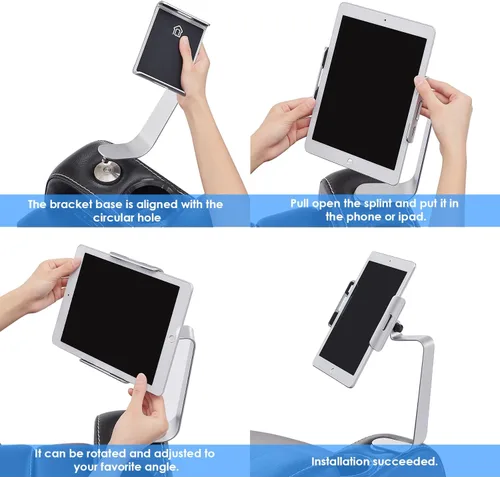 Vista 3 de Weilianda Serie de asientos de cine en casa, soporte giratorio para tableta y teléfono celular, accesorios para sofá, 2 juegos de plata