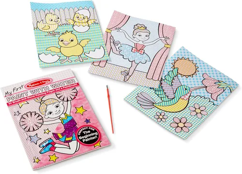 Vista 4 de Melissa & Doug Mi primera pintura con agua - Libro de arte: animadoras, flores, hadas y más (24 páginas)