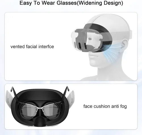 Vista 4 de UPOK Face Pad Cover Facial Interface for MetaOculus Quest 3 Headset -Accessories Thicken Foam Leather Face Cushion 2Pcs With Rigid Adjustable Vented