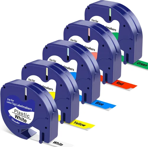 Vista 15 de Compatible con Dymo LetraTag Recambios para Etiquetadora 91330 Cinta de Papel para Etiquetadora 12mm x 4m (1/2" x 13') Reemplazo para dymo letra tag