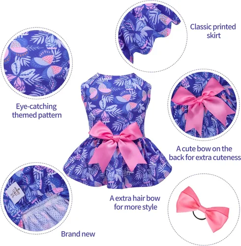 Vista 2 de CuteBone - Vestido de malla para perros, vestido de verano para cachorros, atuendo para mascotas, moda de verano para perros pequeños, niña, ropa