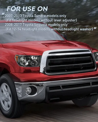 Vista 8 de Nilight Conjunto de faros delanteros para Toyota Tundra 2007 2008 2009 2010 2011 2012 2013 Sequoia 2008-2017 repuesto carcasa negra reflector ámbar