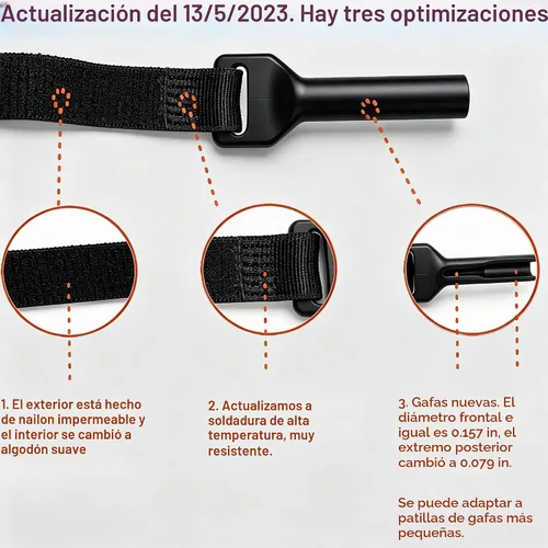 Vista 3 de KSACLE Correa ajustable para lentes, paquete de 4 correas para anteojos sin cola, retenedor de cuerda de ajuste universal, lentes de sol deportivos