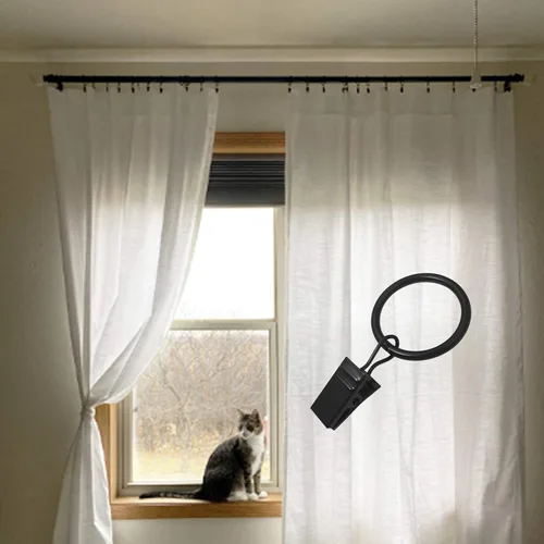 Vista 5 de LLPJS Paquete de 44 ganchos para anillos de cortina, clips para colgar cortinas y lazos, 1 pulgada de diámetro interior, se adapta a barras de hasta