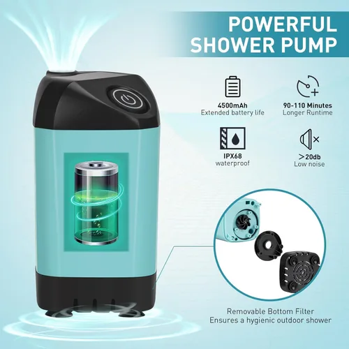 Vista 7 de Portable Hot Shower for Camping Shower Tent Kit, 1000W Immersion Heater, Rechargeable Camping Shower Pump, Pop Up Shower Tent with 6.6 Gallons