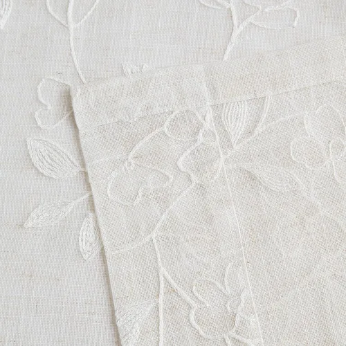 Vista 4 de Vision Home Cortinas con textura de lino transparente floral de 84 pulgadas, paneles de ventana bordadas con estampado de hojas para sala de estar