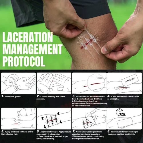 Vista 7 de RHINO RESCUE Kit de Cierre de Heridas, 3 Tipos de Vendajes de Mariposa con Vendajes, Ungüento Antibiótico Triple, Tiras de Cierre de Heridas, Kit