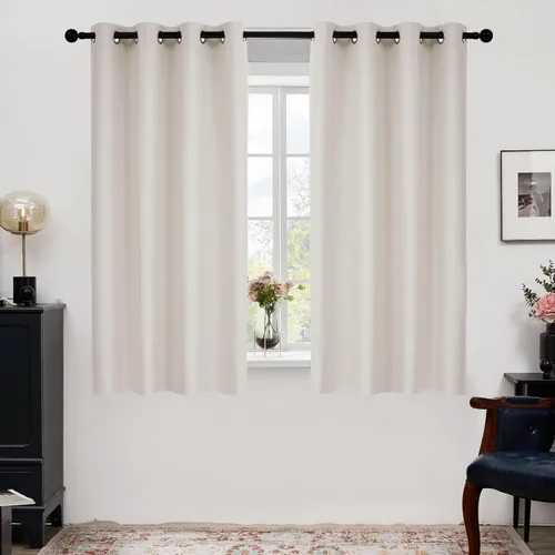 Vista 28 de Deconovo Cortinas totalmente opacas de lino, cortinas de oscurecimiento de habitación con ojales para dormitorio, sala de estar, habitación