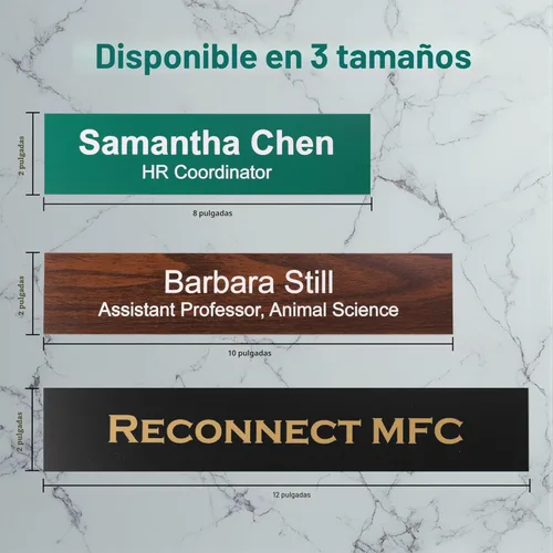 Vista 2 de Placa personalizada nombre de oficina con soporte para pared o computadora, 2 x 8, personalizada