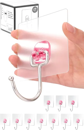 Vista 7 de Antimbee Paquete de 10 ganchos adhesivos grandes, colgadores de corona, ganchos adhesivos resistentes de 37 libras (máx.), gancho de pared adhesivo