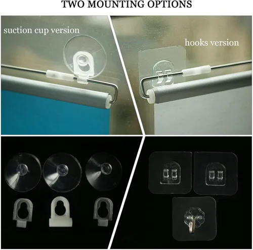Vista 5 de Persianas enrollables opacas con ventosas, cortinas opacas sin taladrar, persianas enrollables retráctiles para ventanas y puertas, protector