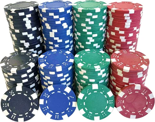 Vista 9 de SEETOOOGAMES 200 fichas de póquer de casino a rayas de 0.41 oz de arcilla compuesta, 4 colores (rojo, verde, blanco y azul)