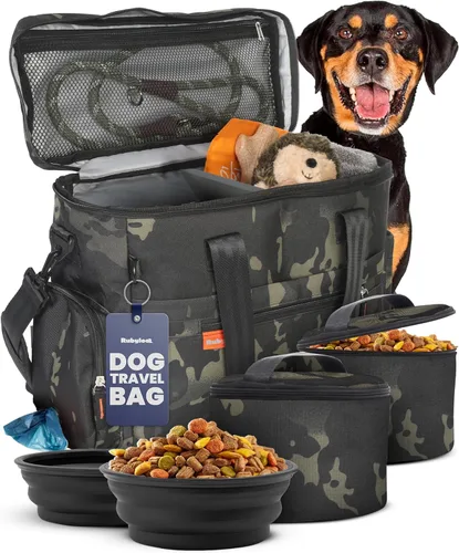 Vista 12 de The Original Doggy Bag - Bolsa de viaje completa para perros para suministros con 2 cuencos de viaje para perros sin BPA y 2 recipientes de comida