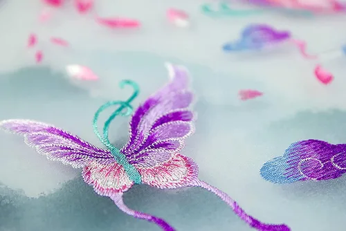 Vista 4 de Ventilador de mano bordado de seda translúcida, ventilador redondo chino, ventilador de mano antiguo, ventilador de baile tradicional de palacio