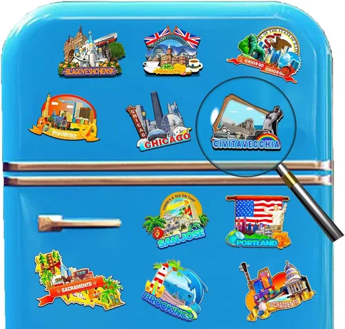 Vista 4 de Civitavecchia Lazio Italia imán de nevera imán de madera 3D hitos de viaje coleccionables recuerdos decoración hecha a mano -2416