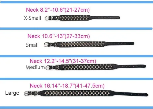 Vista 4 de Collar de perro con tachuelas, ajustable de cuero suave para cachorros para perros pequeños y medianos Bulldog Pitbull Mastín caniche boxeador