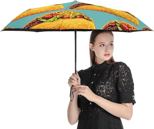 Vista 4 de Men Women Travel Sun and Rain Protection Umbrella, Lightweight Windproof Portable Automatic Umbrella, Compact Parasol with UV Protection for Travel