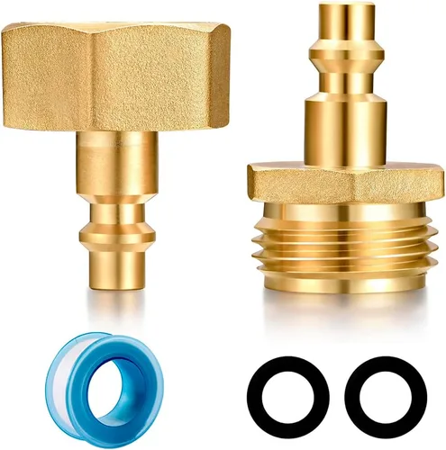 Sistemas de Aspersores de Invierno para RV Adaptador de Soplado de Enchufe Rápido Compresor de Aire 1/4" | Se Ajusta a Manguera de Jardín 3/4" Rosca