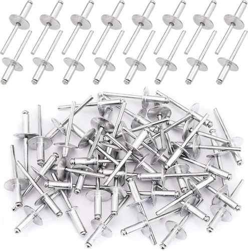 PAGOW 60 remaches ciegos de aluminio con brida de 3/16 x 1/2 pulgadas (0.189 x 0.472 x 0.630 in), remaches grandes autoenchufables de extremo