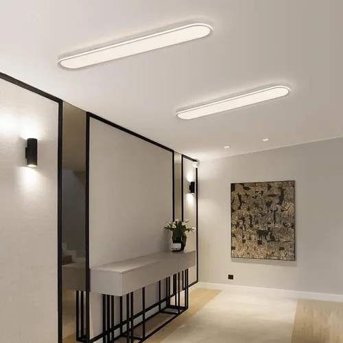 Vista 9 de Lámpara de techo LED de metal regulable de 47.1 pulgadas, delgada, con borde iluminado, lámparas de techo lineales de espectro completo de 65 W