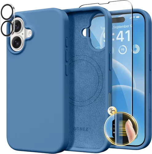 Vista 1784 de GONEZ Funda magnética para iPhone 14, compatible con Magsafe, con protector de pantalla + protector de cámara, forro de microfibra antiarañazos