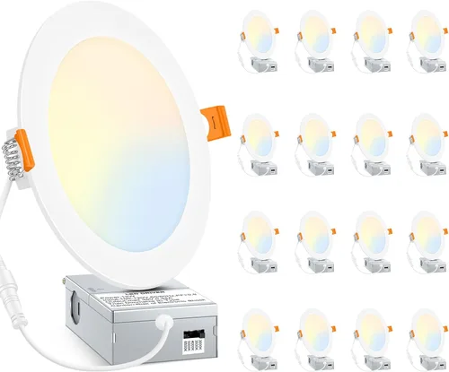 Vista 11 de BesLowe paquete de 4 unidades de luces LED empotrables para techo de 6 pulgadas, 5 CCT, ultradelgadas, con caja de conexiones, 12 W, equivalentes a
