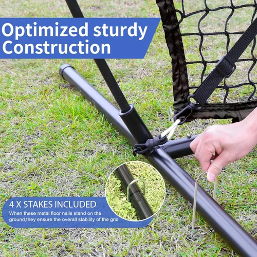 Vista 7 de Red de práctica de béisbol y sóftbol de 6'x6', red de lanzamiento, red de bateo, con zona de strike adicional, objetivo y marco de arco