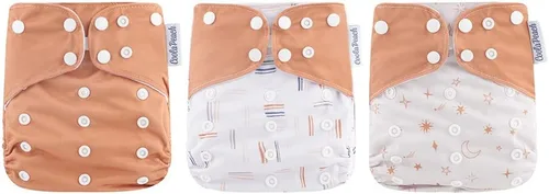Vista 17 de Pañales de tela para bebé, juego de 3 unidades, pañales de tela lavables reutilizables, ajustables, lavables, reutilizables para bebé con 3 insertos
