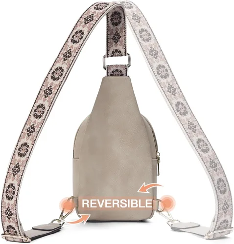 Vista 5 de Telena Bolso bandolera para mujer, bolso cruzado para mujer, cangurera de cuero vegano con correa ajustable