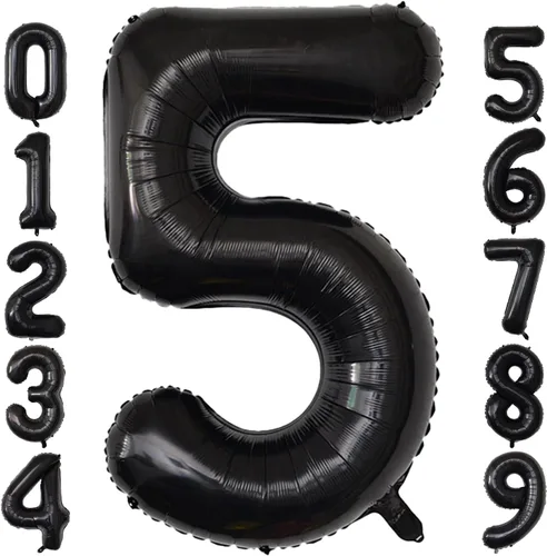 Vista 37 de Globos gigantes de números negros de 40 pulgadas, globos de aluminio de Mylar con helio para cumpleaños, globo número 0 para decoración de fiestas