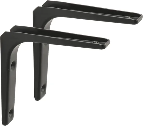 Vista 6 de SAYAYO 2 piezas de soporte de estante de pared de hierro, soporte de estante resistente de 4 x 4 pulgadas, soporte de ángulo de articulación Negro
