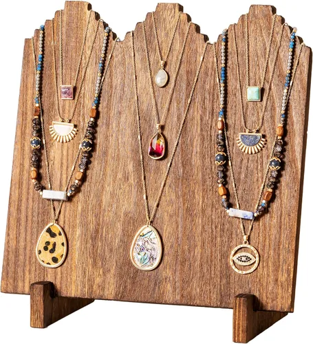 Lolalet Expositores de collares de madera para vender, múltiples soportes independientes de collares y exhibidores para vendedores, soportes de