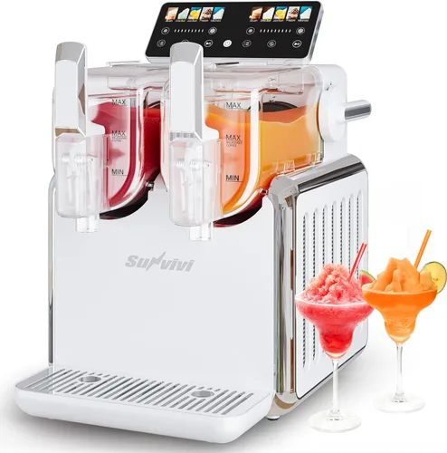Heynemo Dual-Tank Slush Machine for Home: 169oz Frozen Drink Maker with Rapid Chill Technology, Self-Cleaning System & 5 Drink Modes, Keeps Drinks