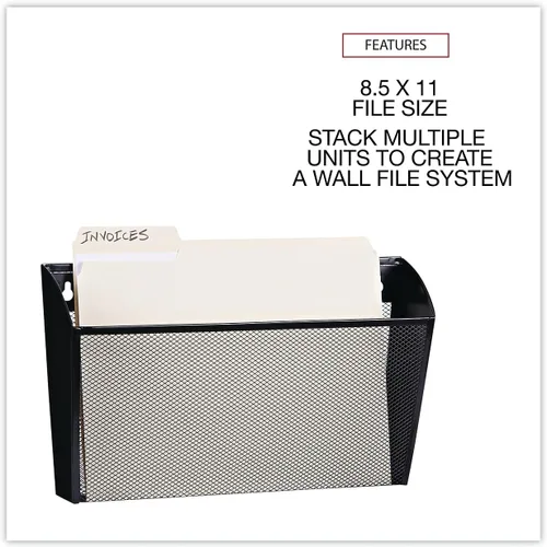 Vista 5 de Universal UNV20026 14 in. x 3.1 in. x 8.2 in. Metal Mesh Wall Letter File - Black