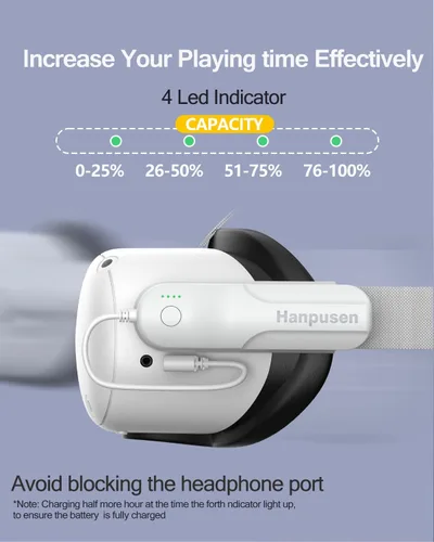 Vista 8 de Hanpusen Battery Pack for Oculus Quest 2, 5000mAh Portable Charger for Meta Oculus Quest 2 Accessories, Compatible with Quest 2 Oculus Original