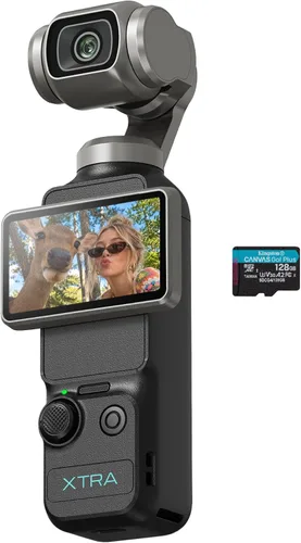 Xtra Muse con microSD de 128 GB, cámara de vlogging con videos CMOS de 1 pulgada y 4K/120fps, cámara de bolsillo con estabilizador de cardán de 3