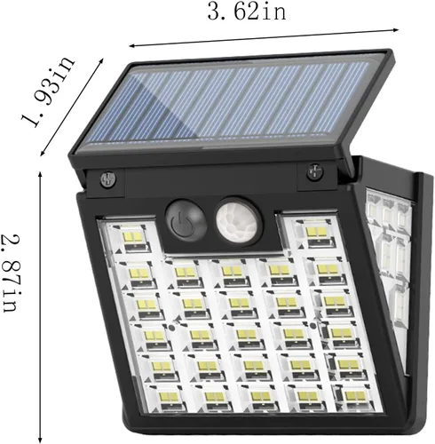 Vista 3 de Luces solares impermeables IP65 para exteriores, 3 modos de luces solares con sensor de movimiento, luz solar LED para escaleras al aire libre
