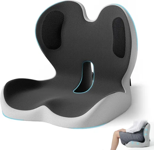 Vista 12 de Cojín de asiento, cojín para silla de oficina con soporte lumbar, cojín ergonómico para sentarse prolongadamente, cojines de apoyo de respaldo