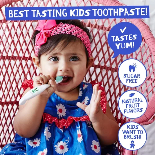 Vista 4 de Jack N' Jill Pasta de dientes natural para niños pequeños, pasta de dientes de entrenamiento sin flúor para niños pequeños de 1 a 3 años, 40%