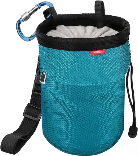 Vista 13 de Moko Rock Climbing Chalk Bag, Bouldering Chalk Pot Bucket with Adjustable Belt & Carabiner Drawstring Climbing Gear