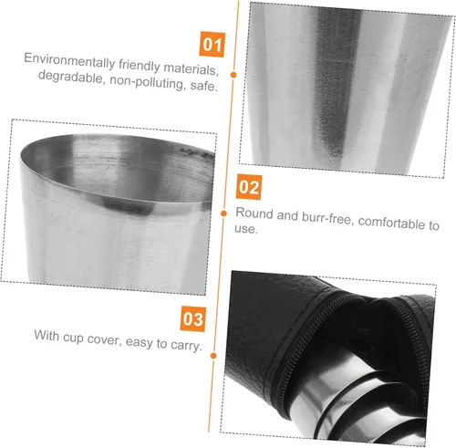 Vista 9 de Operitacx 4 vasos de vino portátiles para whisky, vasos de chupito de acero inoxidable, vasos de acero apilables con estuche, vasos para beber, vaso