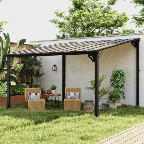 Vista 42 de Cobertizo de almacenamiento de metal negro de 10 x 10 pies, cobertizo de herramientas duradero para exteriores con construcción de acero resistente