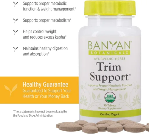 Vista 4 de Banyan Botanicals Trim Support - USDA Organic, 90 Tabletas - Aumenta el metabolismo - Apoyo a la pérdida de peso a base de hierbas*