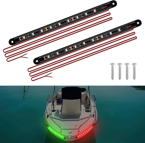 RVZONE Luces de navegación para barcos, iluminación de navegación para barcos LED, iluminación marina para pesca nocturna, luces rojas y verdes de