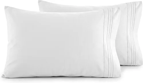 Vista 32 de Elegant Comfort Juego de fundas de almohada ultrasuaves de lujo de 2 piezas - Microfibra premium de calidad hotelera 1500, doble cepillado
