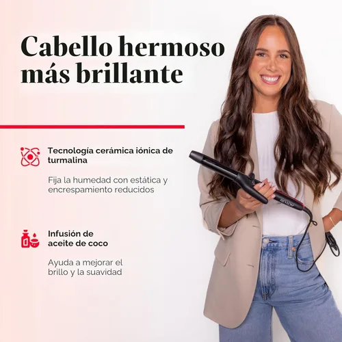 Vista 3 de REVLON Smoothstay Rizador de 1 Pulgada - Varita Rizadora con Infusión de Aceite de Coco Ayuda a Mejorar el Brillo y la Suavidad, Crea Rizos